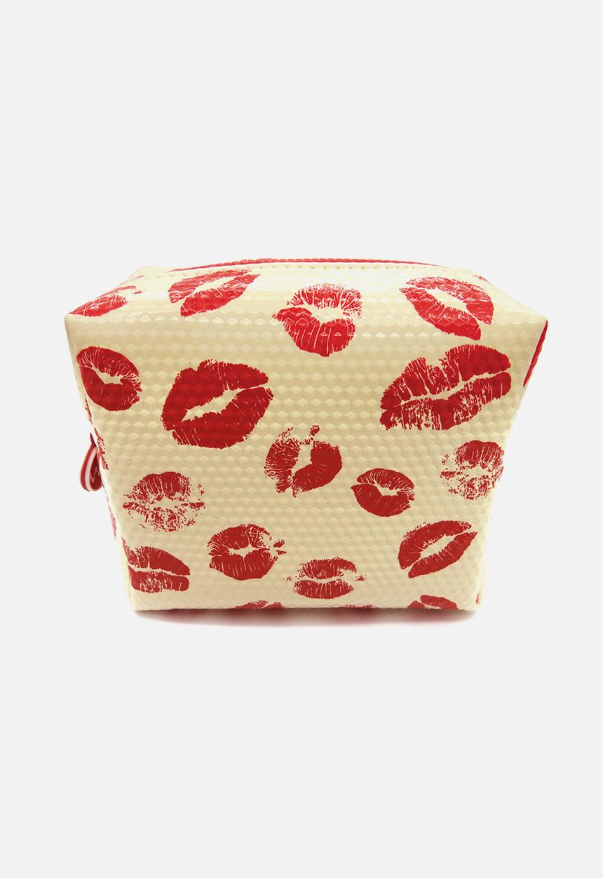 W7 Cosmetics - Lip Pattern PU Cosmetic Bag - White