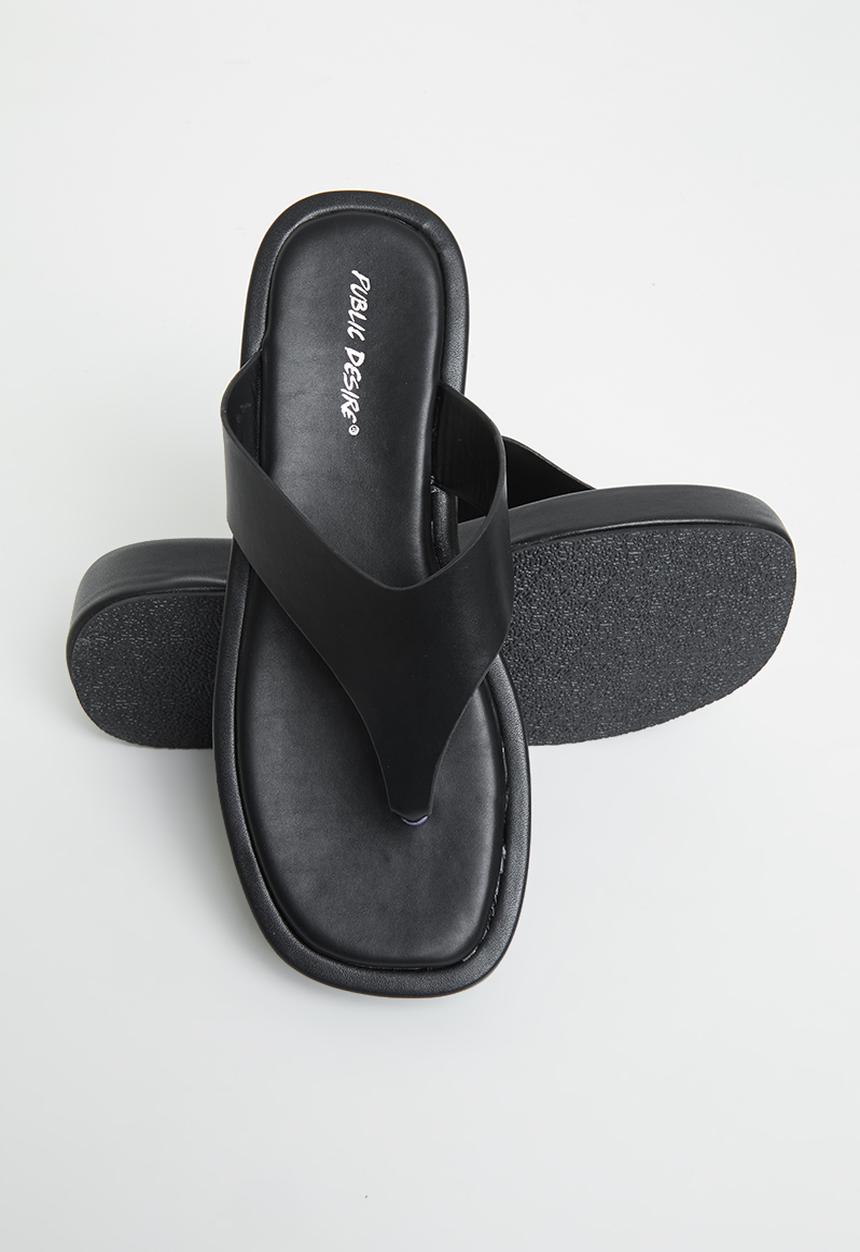 Public Desire - Voyage padded toepost sandal - black