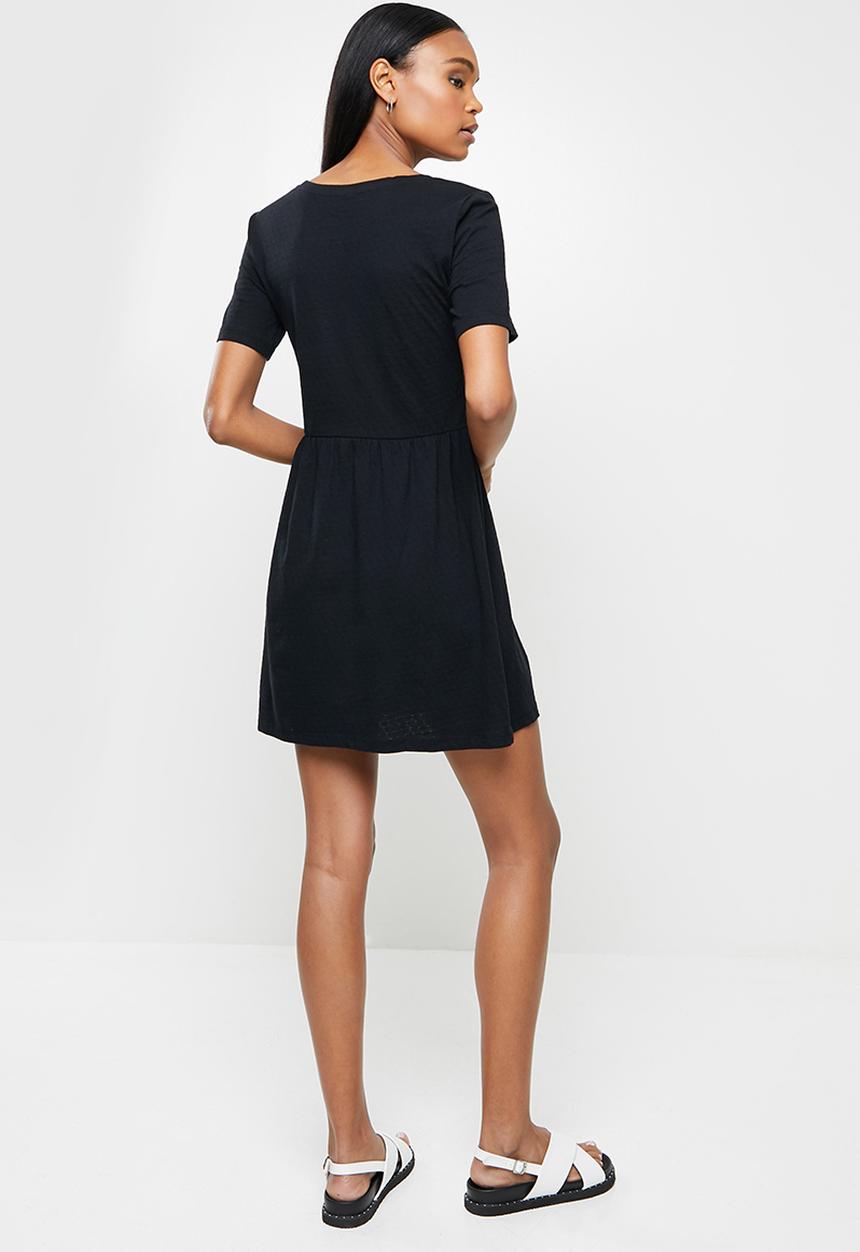 Jacqueline de Yong - Pastel life short sleeve dress - black