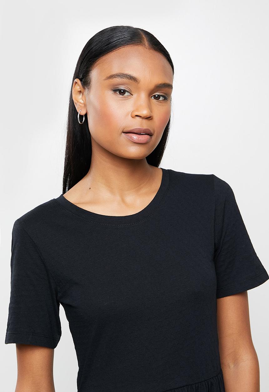 Jacqueline de Yong - Pastel life short sleeve dress - black