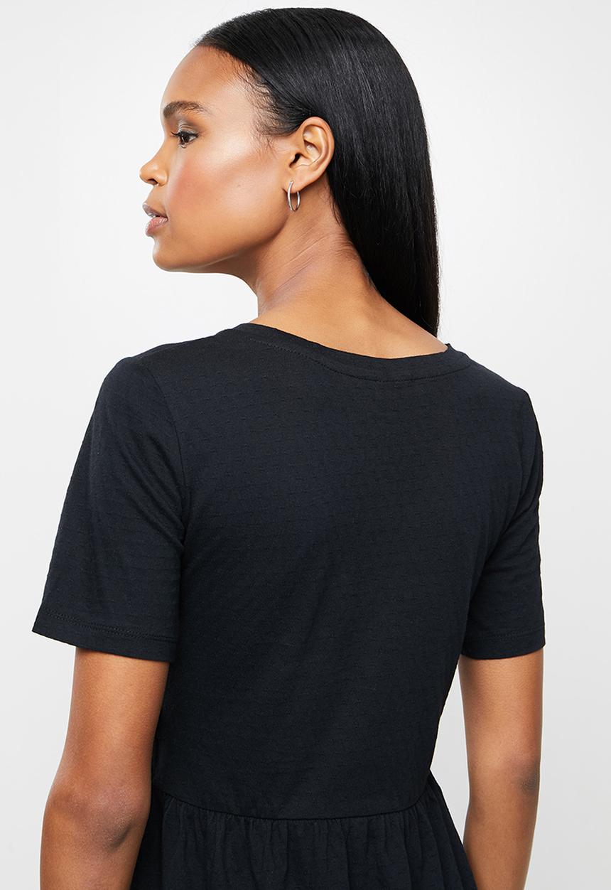 Jacqueline de Yong - Pastel life short sleeve dress - black