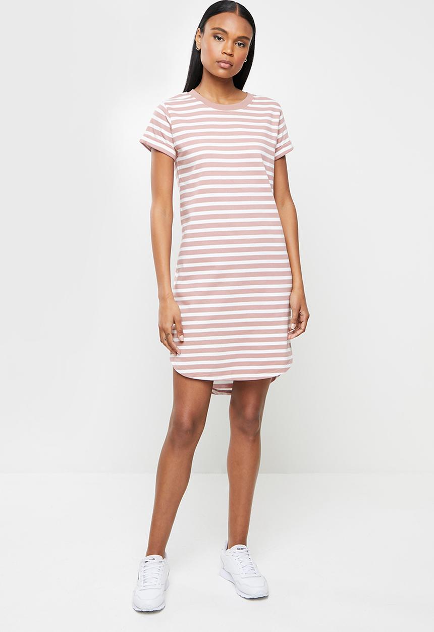 Jacqueline de Yong - Ivy life  short sleeve stripe dress - woodrose