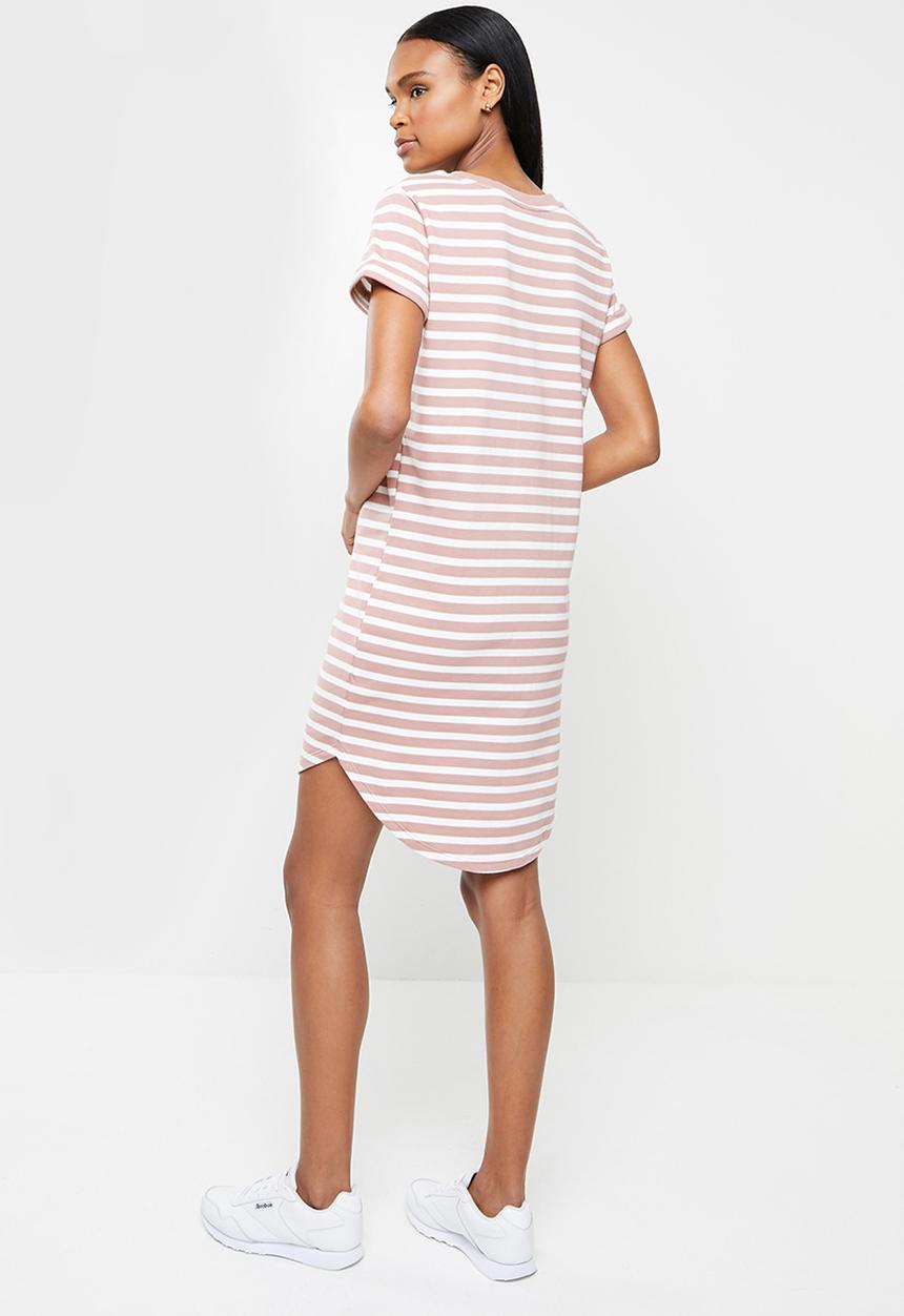 Jacqueline de Yong - Ivy life  short sleeve stripe dress - woodrose