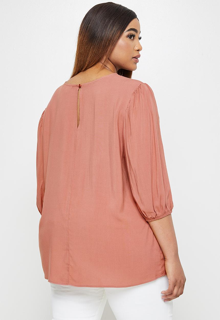 edit Plus - Mutton sleeve shell top - pink 