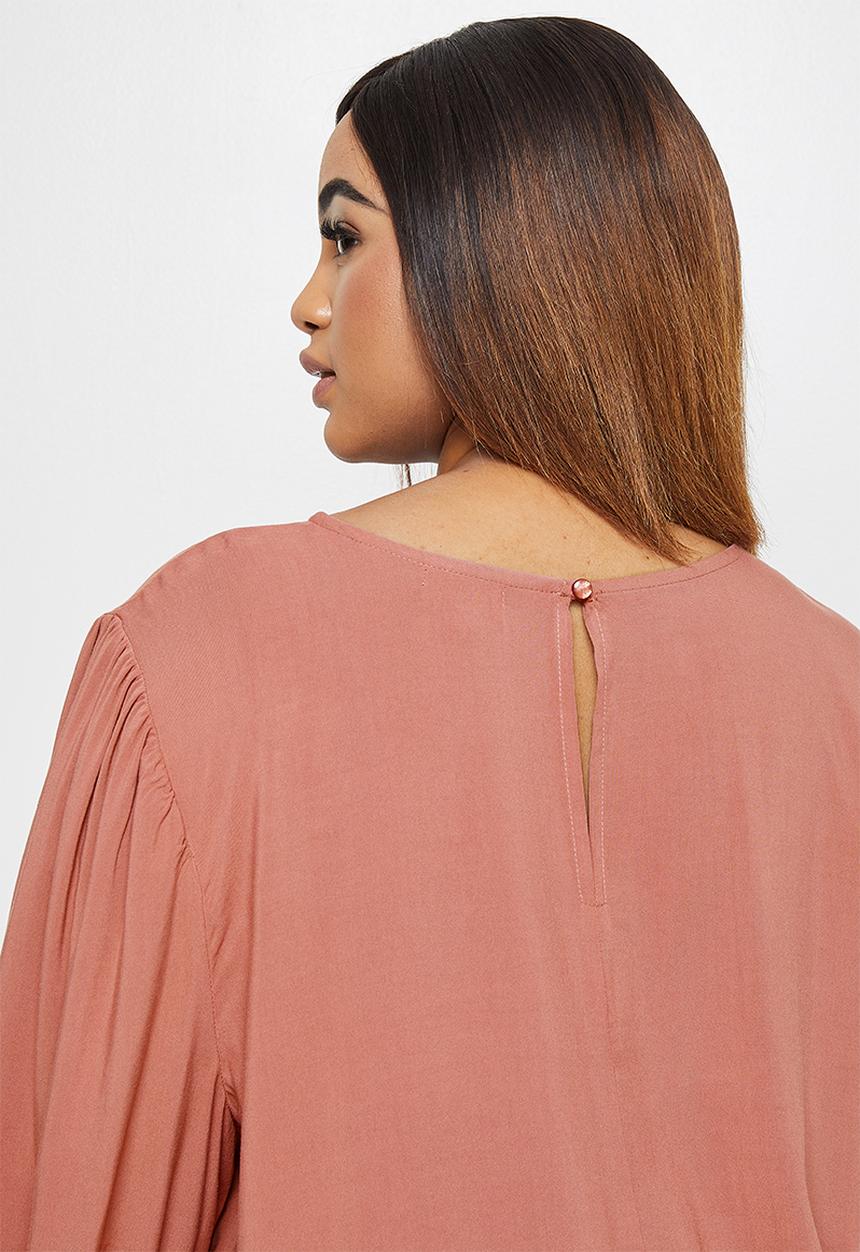 edit Plus - Mutton sleeve shell top - pink 