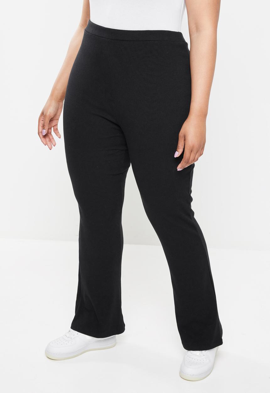 Blake - Rib flare leg trouser - black