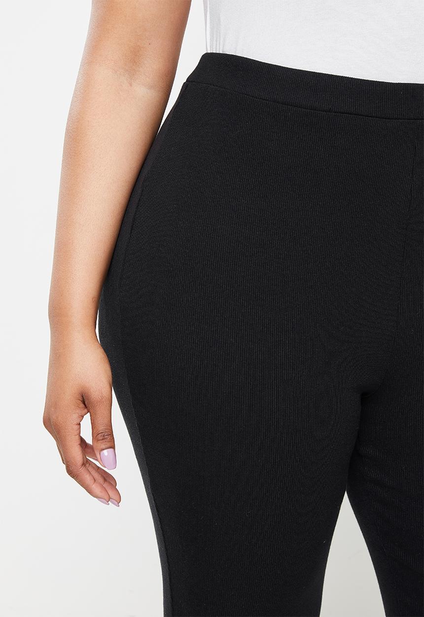 Blake - Rib flare leg trouser - black