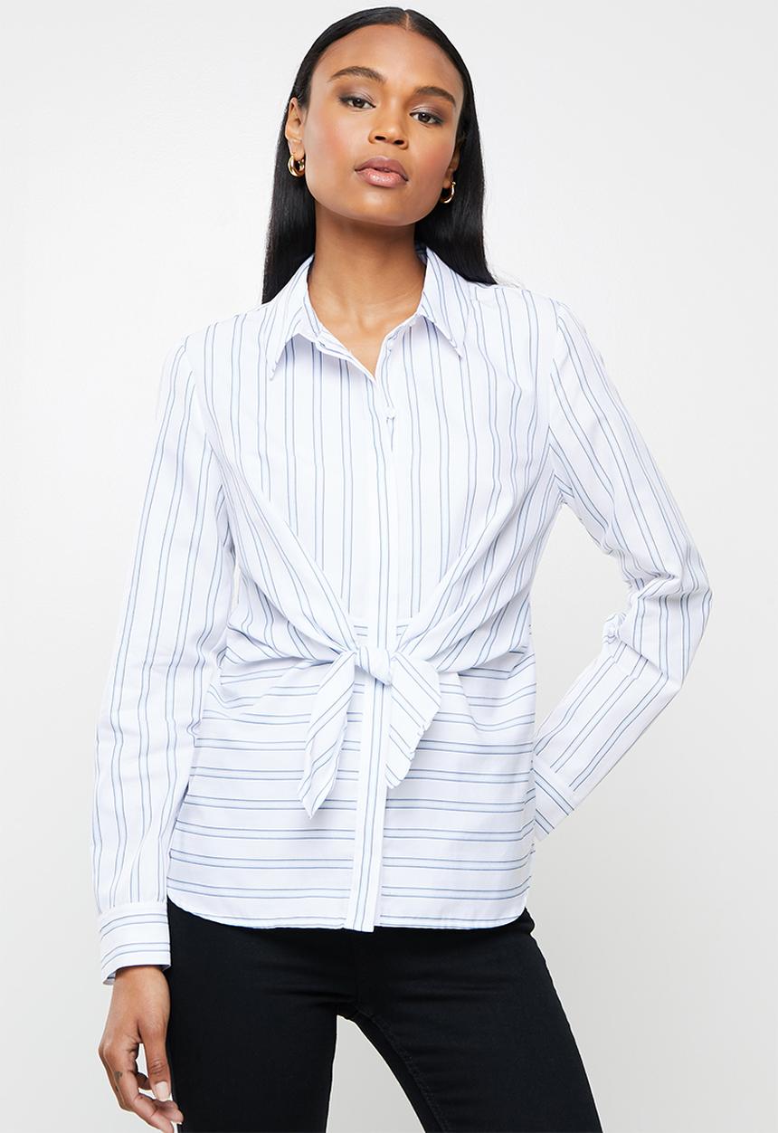 GUESS - Long sleeve keelin tie front shirt - multi 