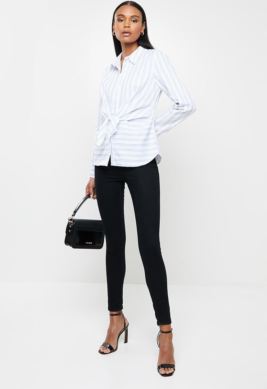 GUESS - Long sleeve keelin tie front shirt - multi 
