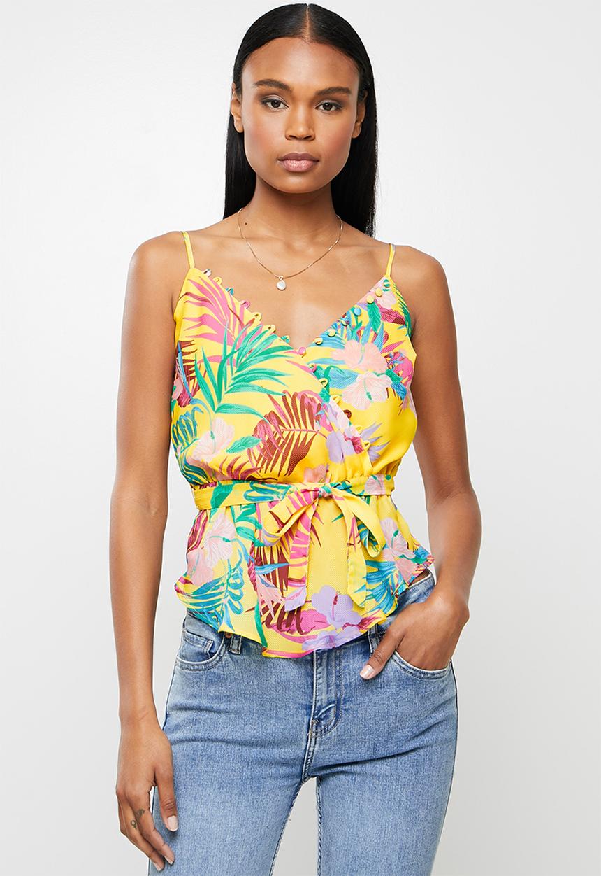 GUESS - Short sleeve kimora wrap cami top - multi 