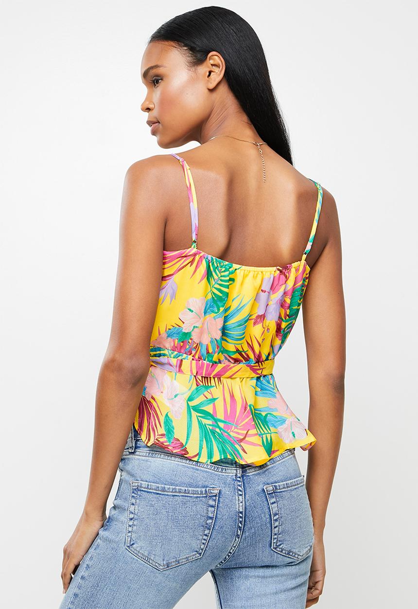 GUESS - Short sleeve kimora wrap cami top - multi 