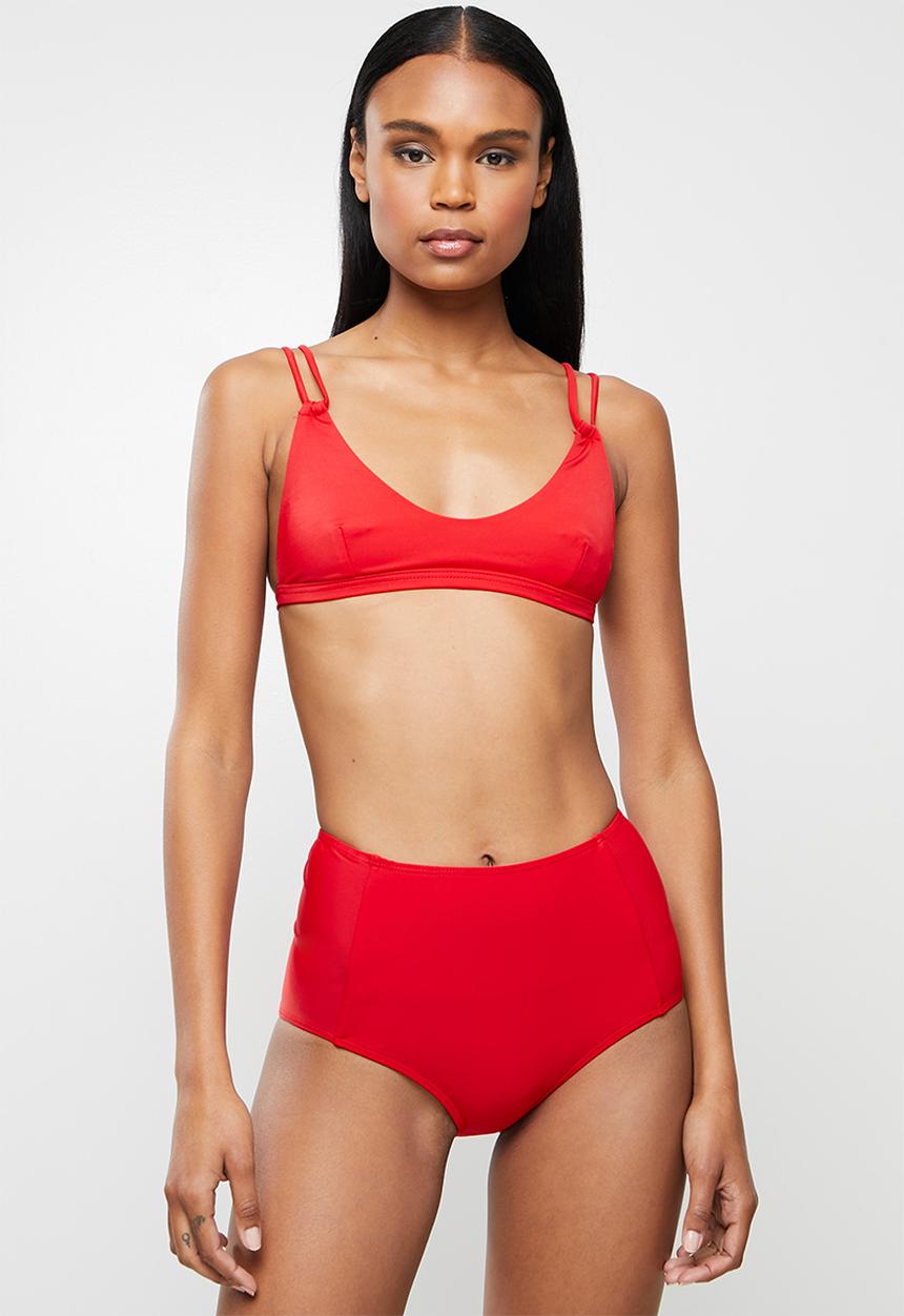 Missguided - Minimal scoop bikini top - red