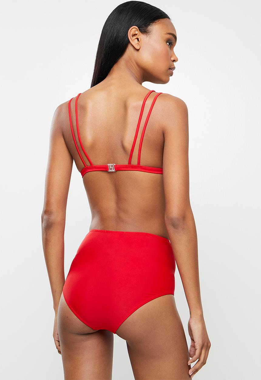 Missguided - Minimal scoop bikini top - red