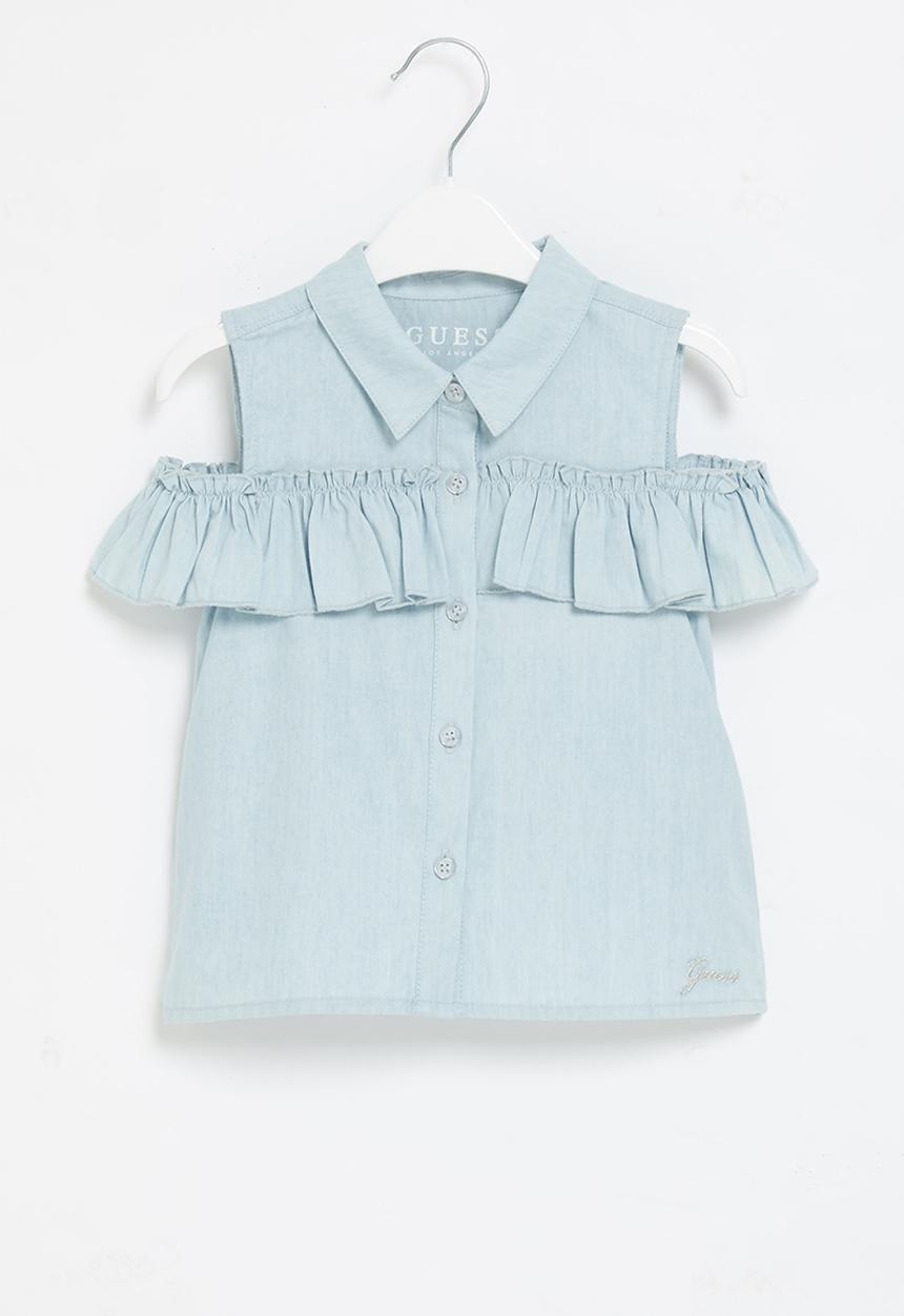 GUESS - Chambray sleeveless shirt - blue