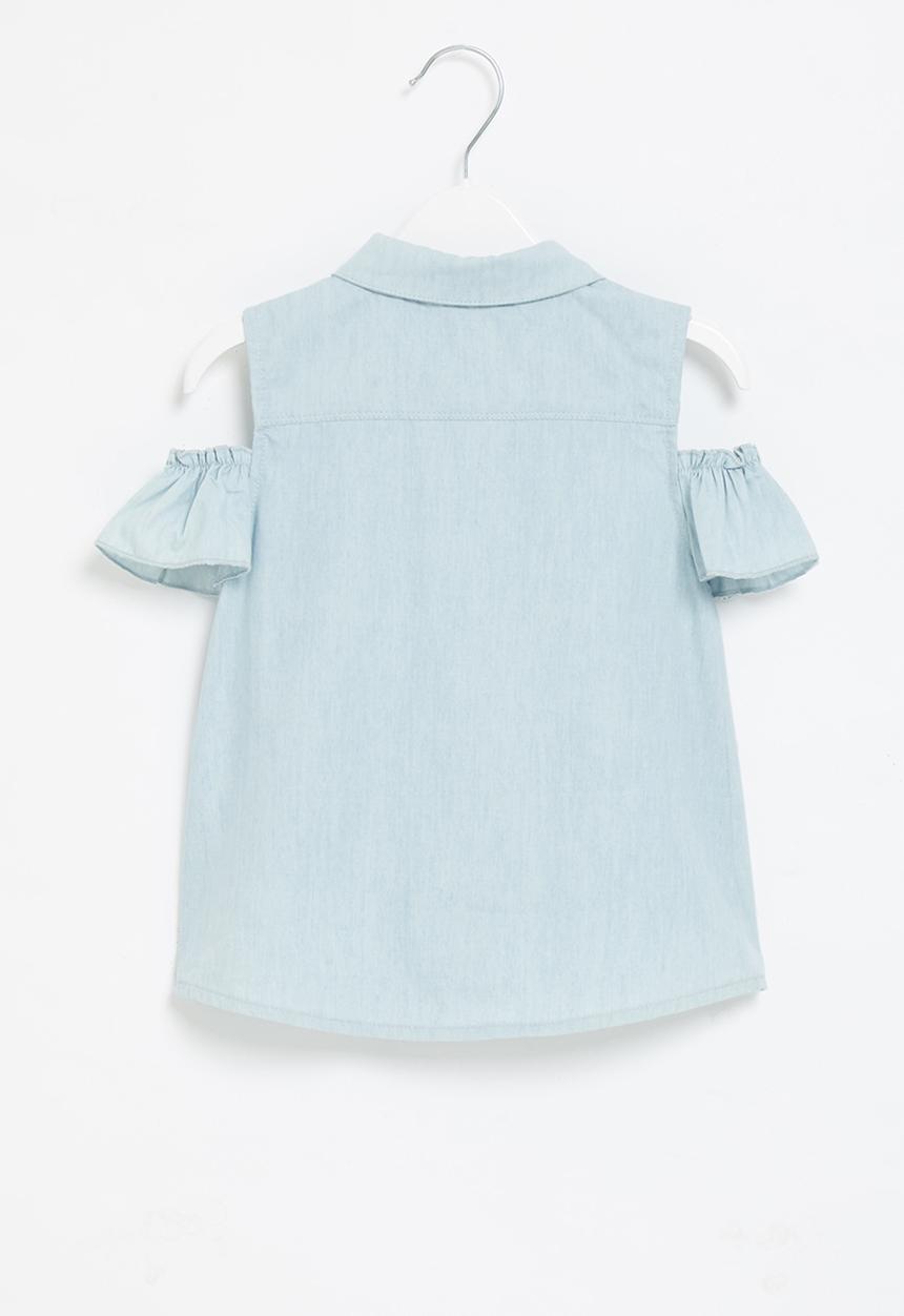 GUESS - Chambray sleeveless shirt - blue