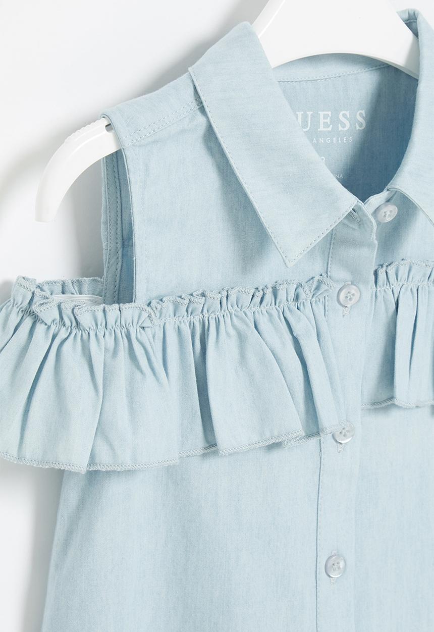 GUESS - Chambray sleeveless shirt - blue