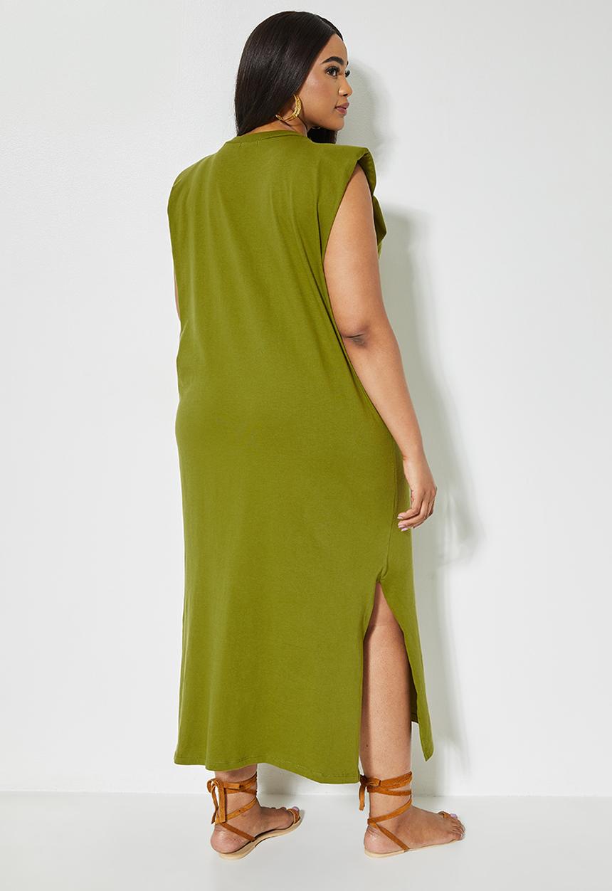 Superbalist - Shoulder pad column dress - avo