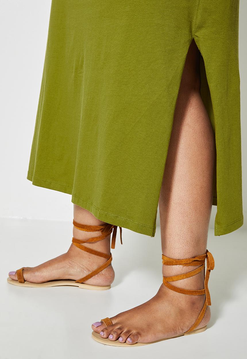 Superbalist - Shoulder pad column dress - avo