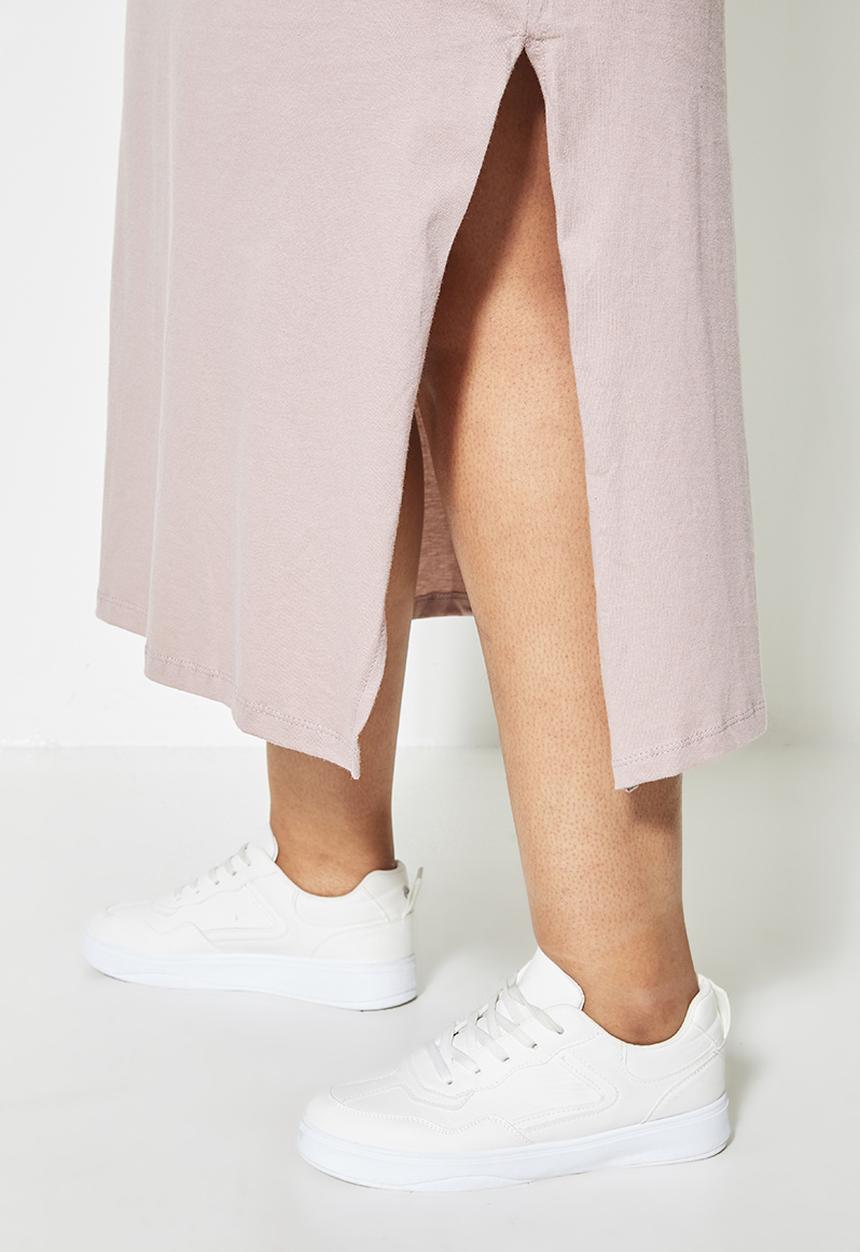 Superbalist - Shoulder pad column dress - bark