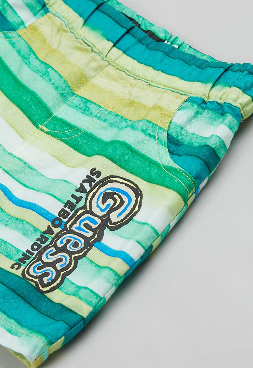 GUESS - Short sleeve T-shirt & stripe shorts - white & green