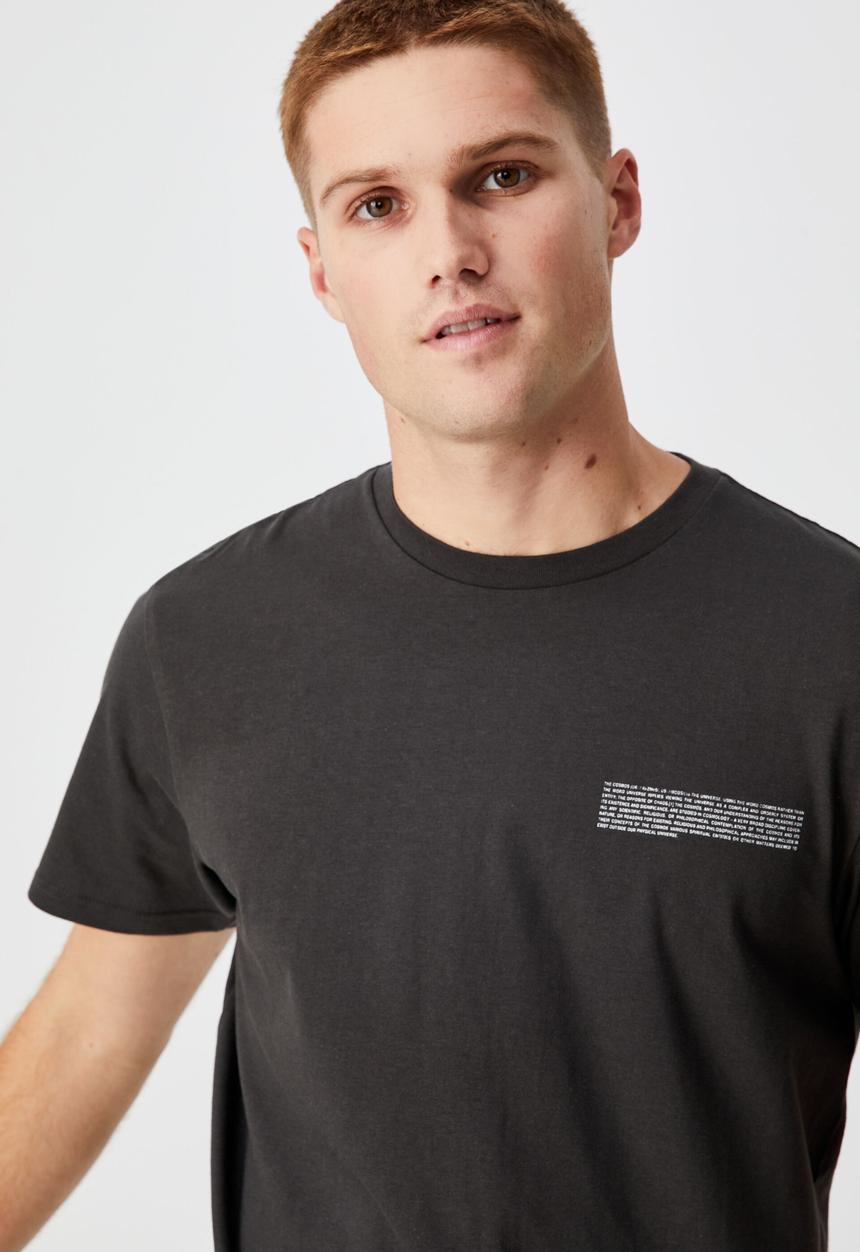Cotton On - Tbar text t-shirt - washed black