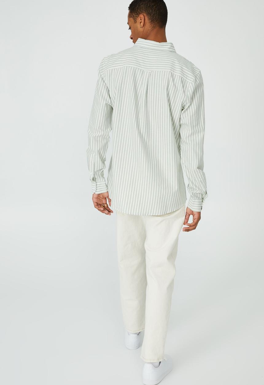 Cotton On - Brunswick shirt 3 - sage stripe