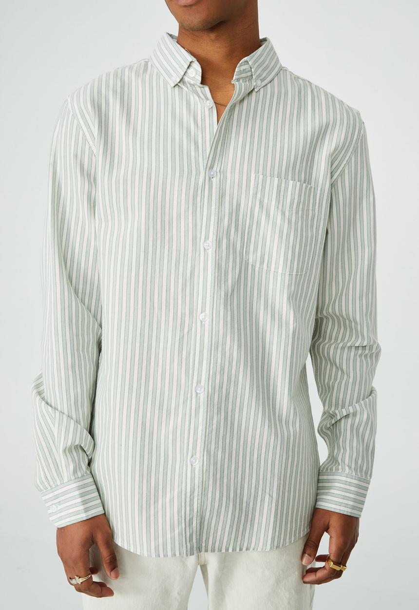 Cotton On - Brunswick shirt 3 - sage stripe