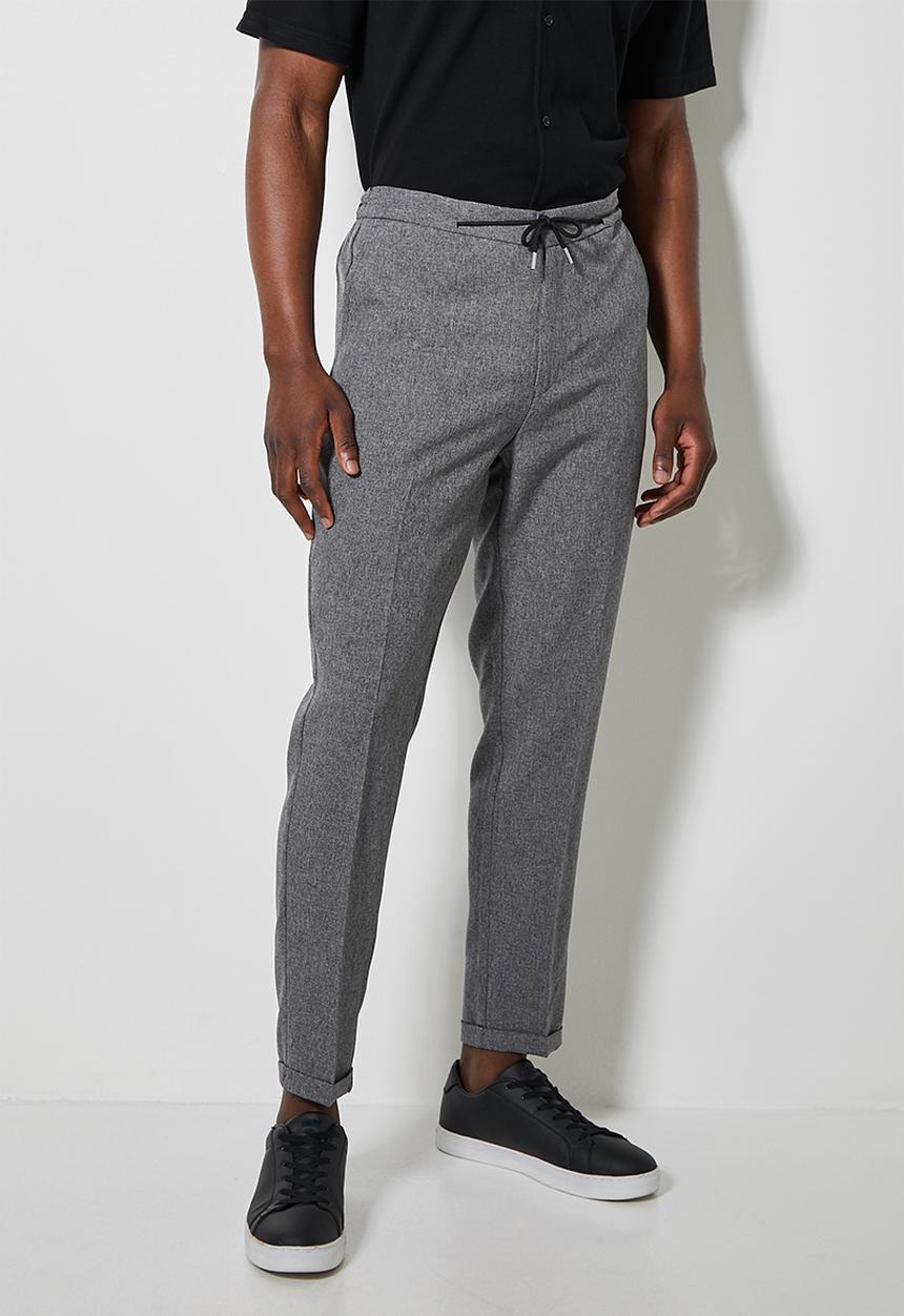 Superbalist - Deco fashion elastic waistband tapered trouser - charcoal 