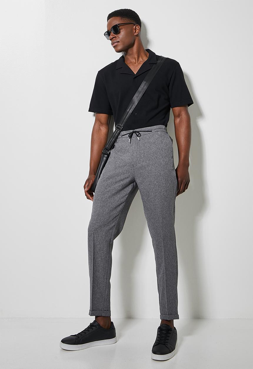 Superbalist - Deco fashion elastic waistband tapered trouser - charcoal 