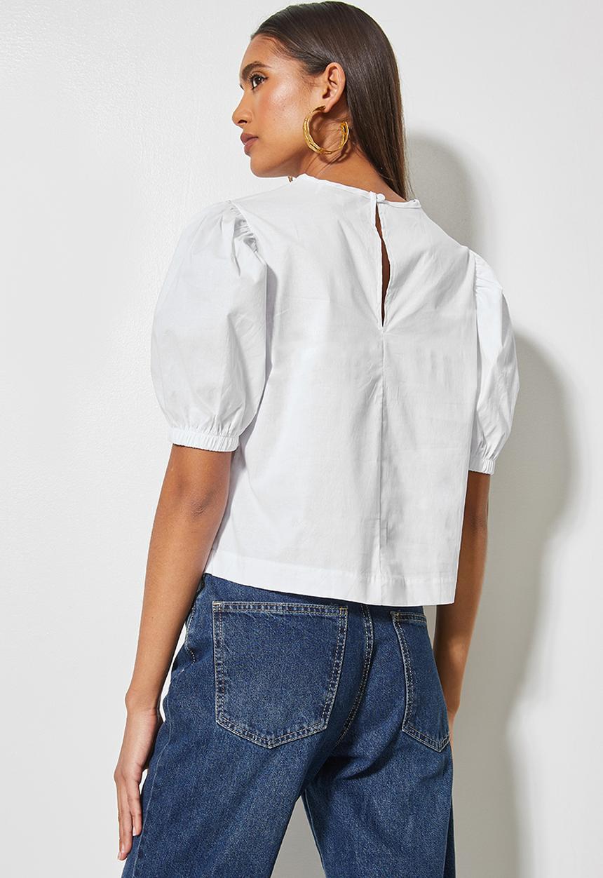 Superbalist - Puff sleeve blouse - white