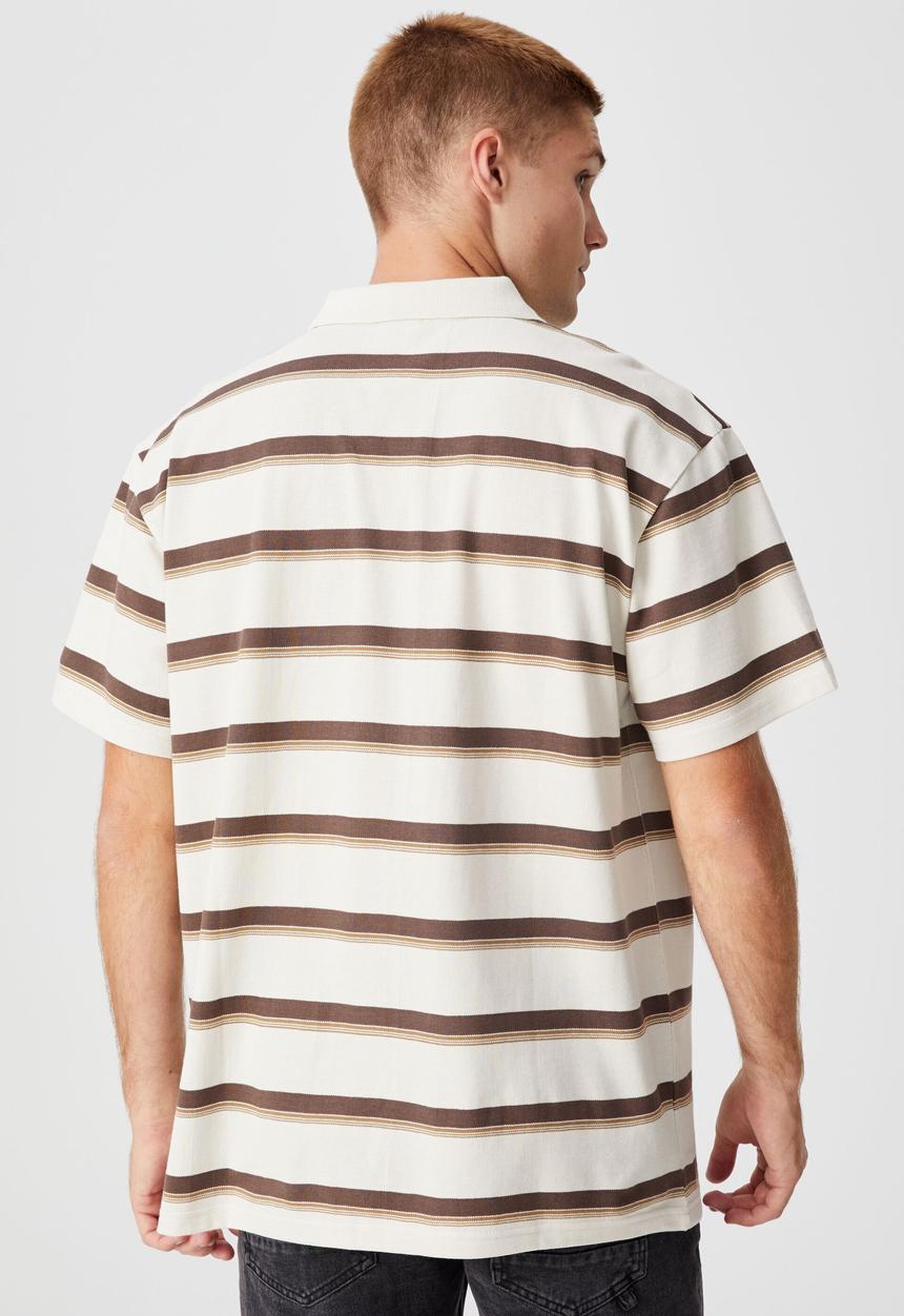 Cotton On - 70 s polo - bone retro stripe
