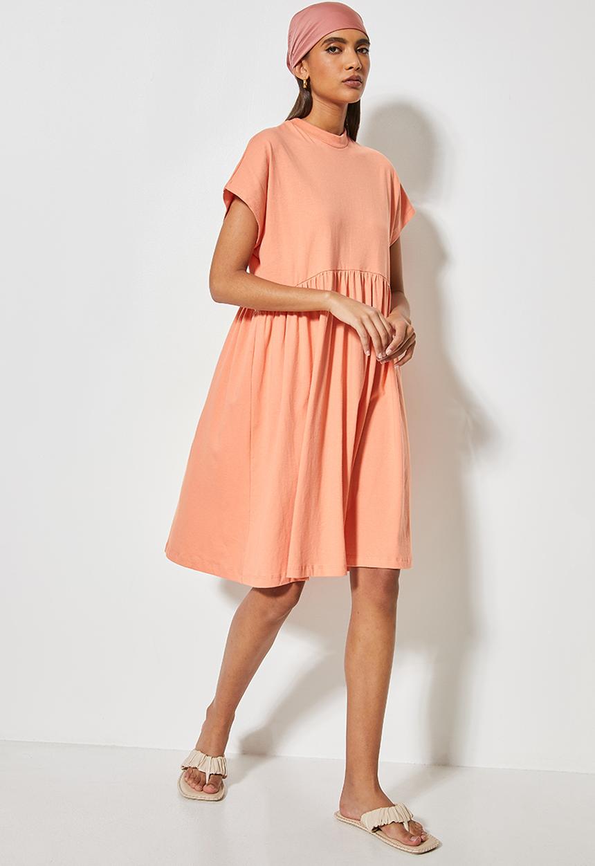Superbalist - Short sleeve babydoll dress - canyon clay