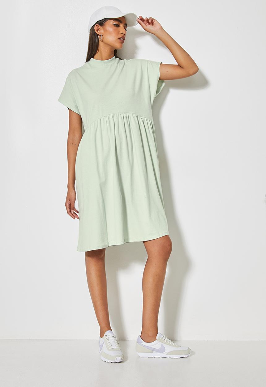 Superbalist - Short sleeve babydoll dress - mint green
