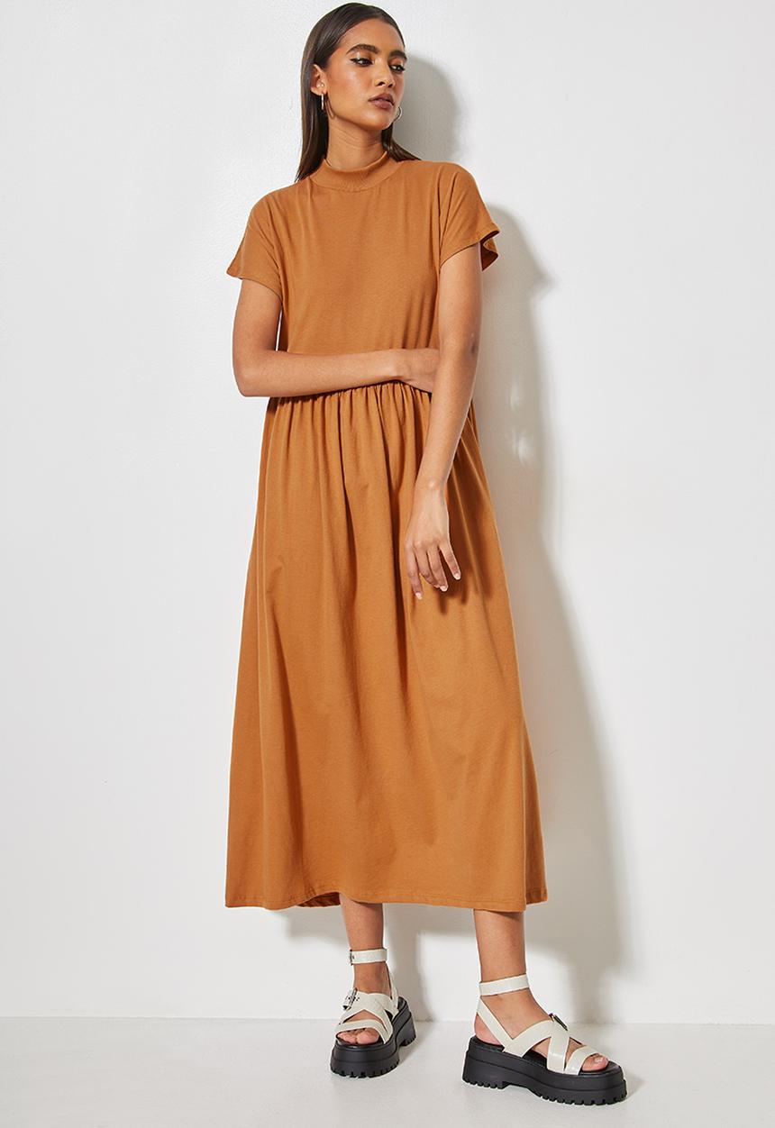 Superbalist - Funnel neck babydoll T-shirt dress - abode
