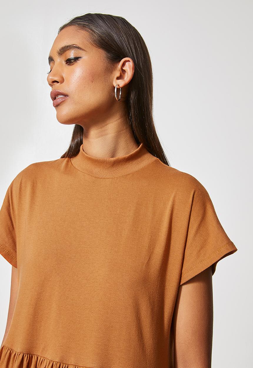 Superbalist - Funnel neck babydoll T-shirt dress - abode