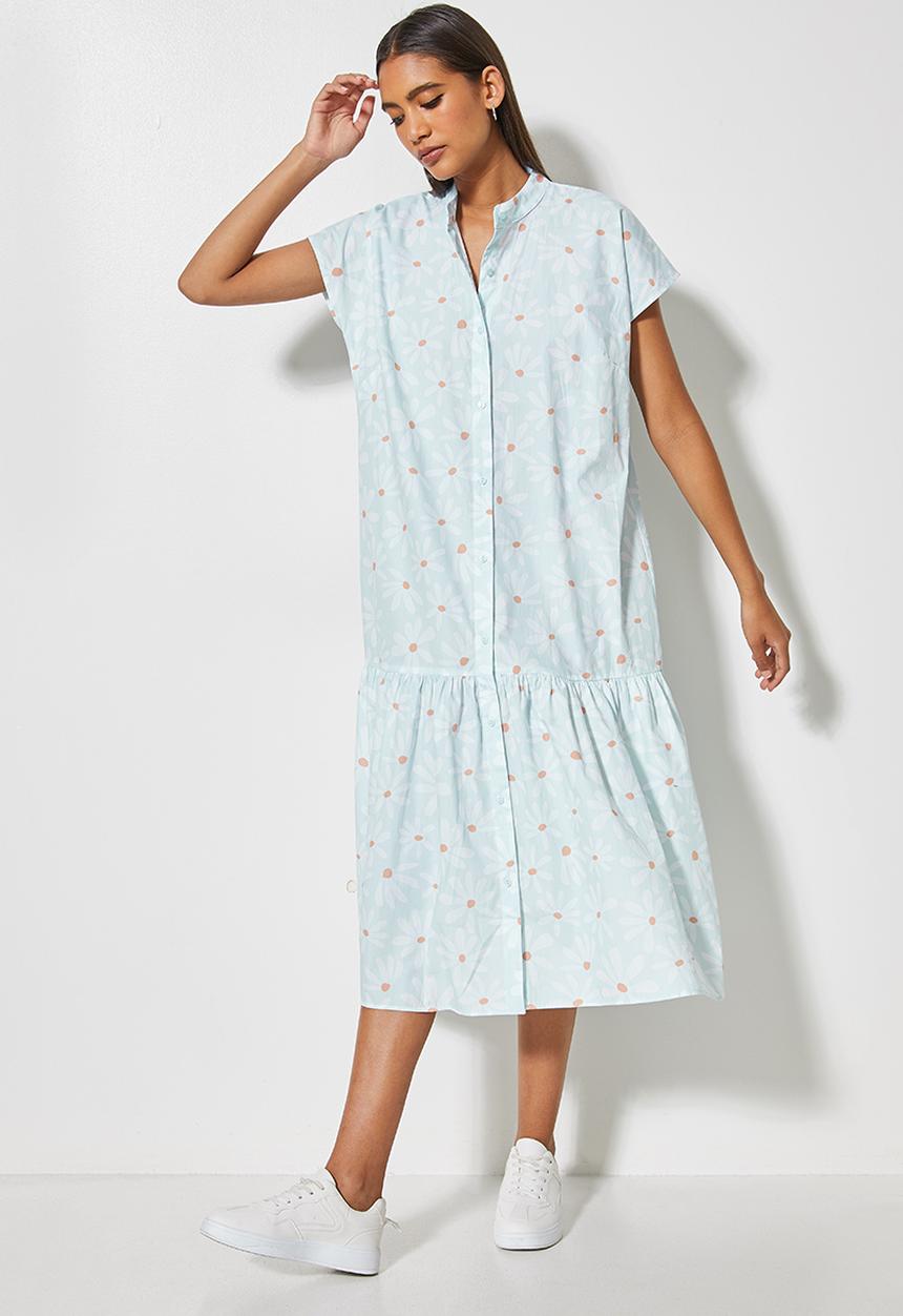 Superbalist - Mandarin collar tiered dress - delicate daisies