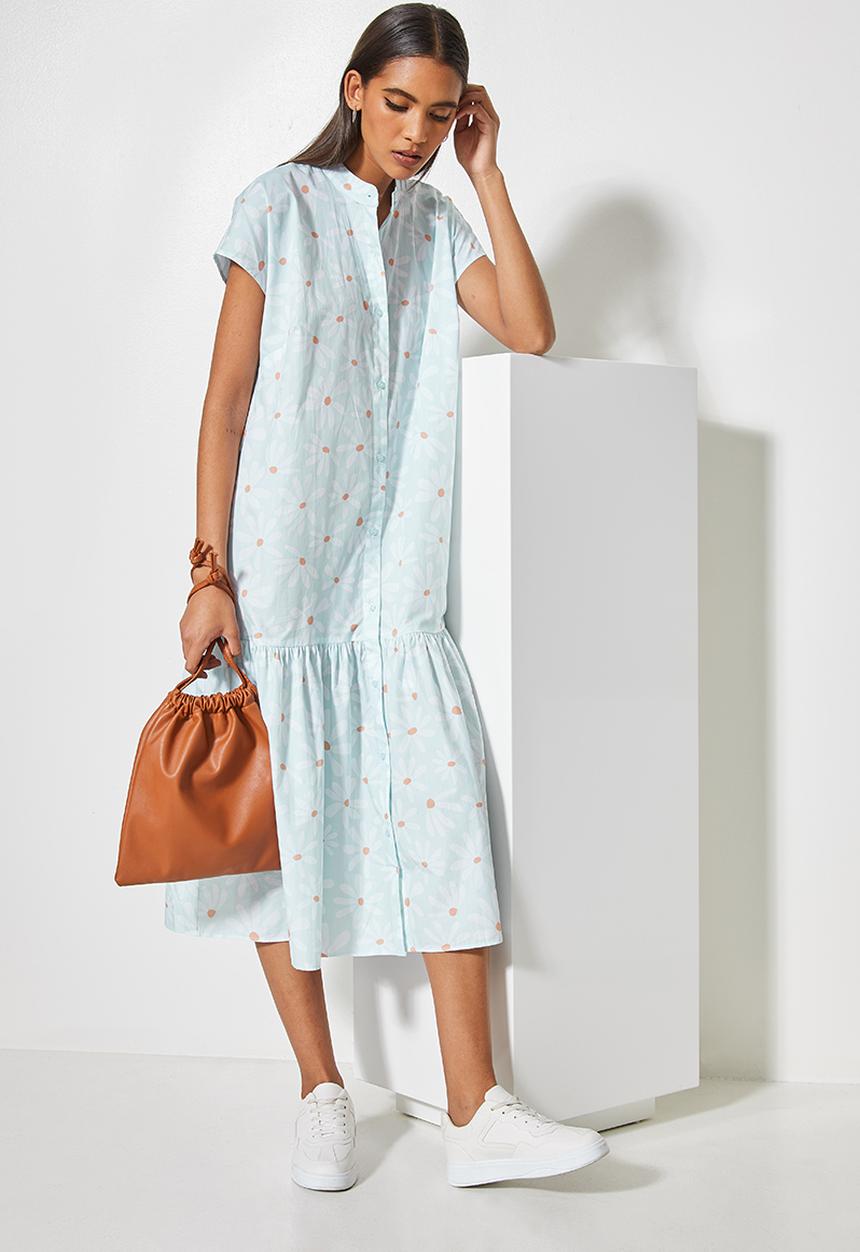 Superbalist - Mandarin collar tiered dress - delicate daisies