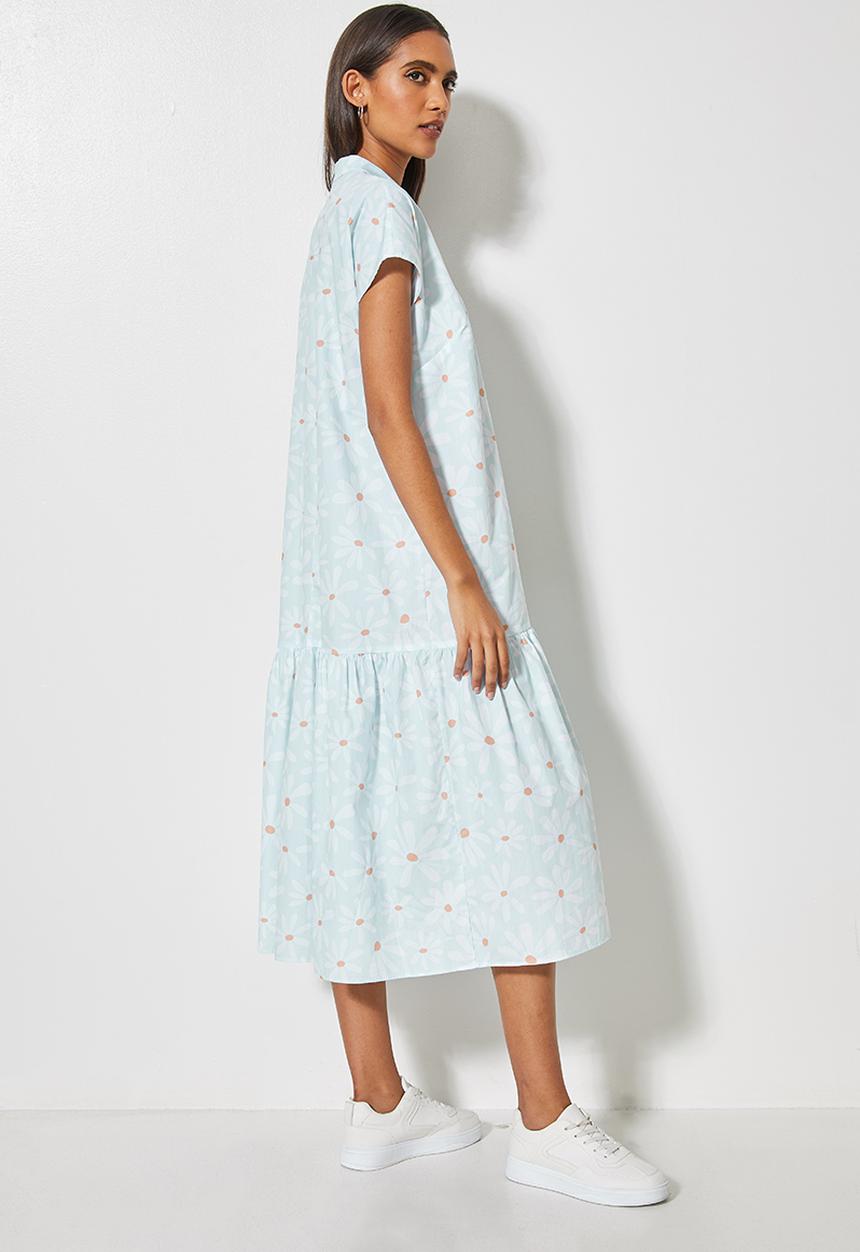Superbalist - Mandarin collar tiered dress - delicate daisies