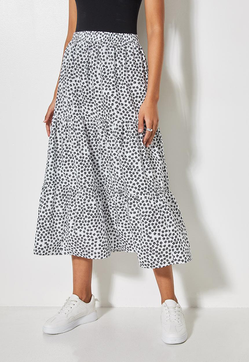 Superbalist - Poplin tiered midi skirt - white 