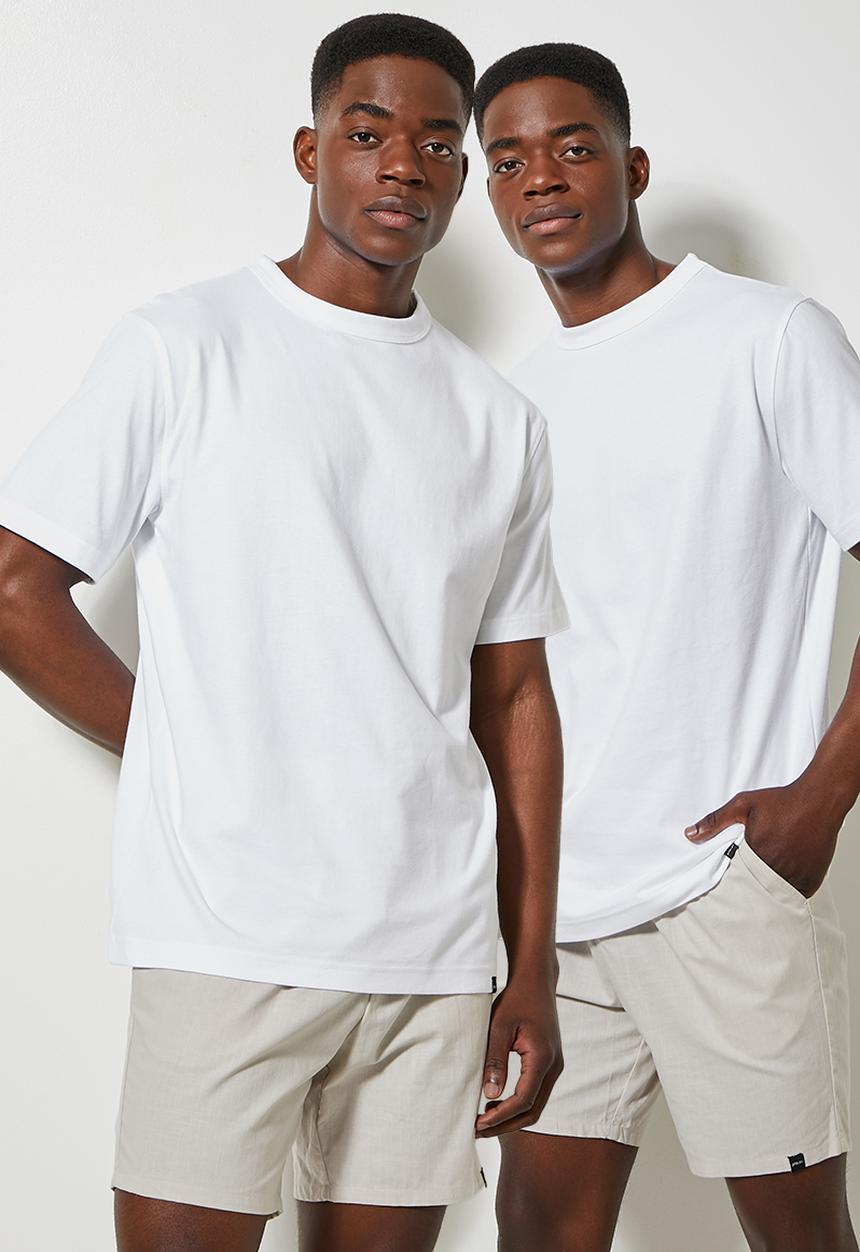 Superbalist - 2-pack aaron organic relaxed fit crew tee - white