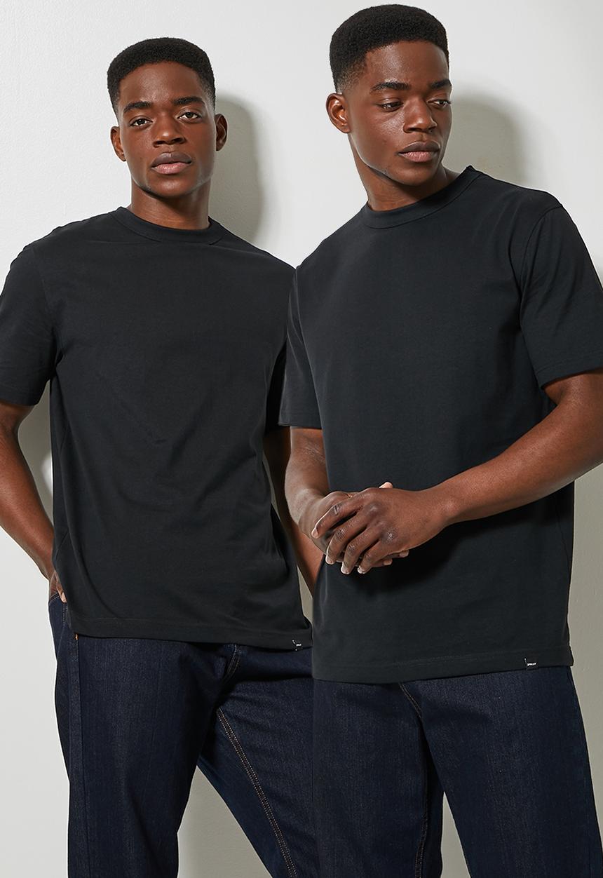 Superbalist - 2-pack aaron organic relaxed fit crew tee - black