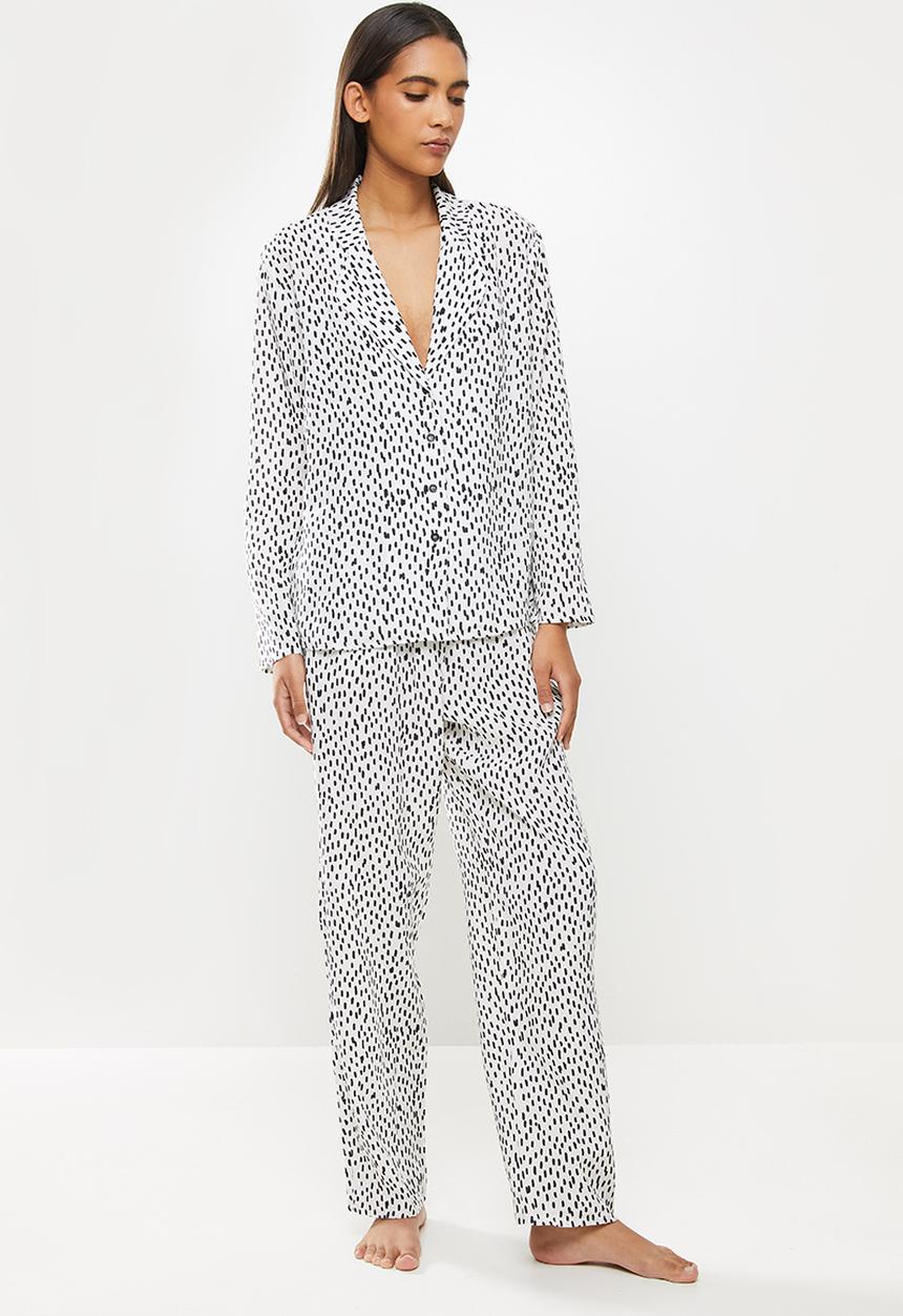 Superbalist - Sleep shirt & pants set - white & black