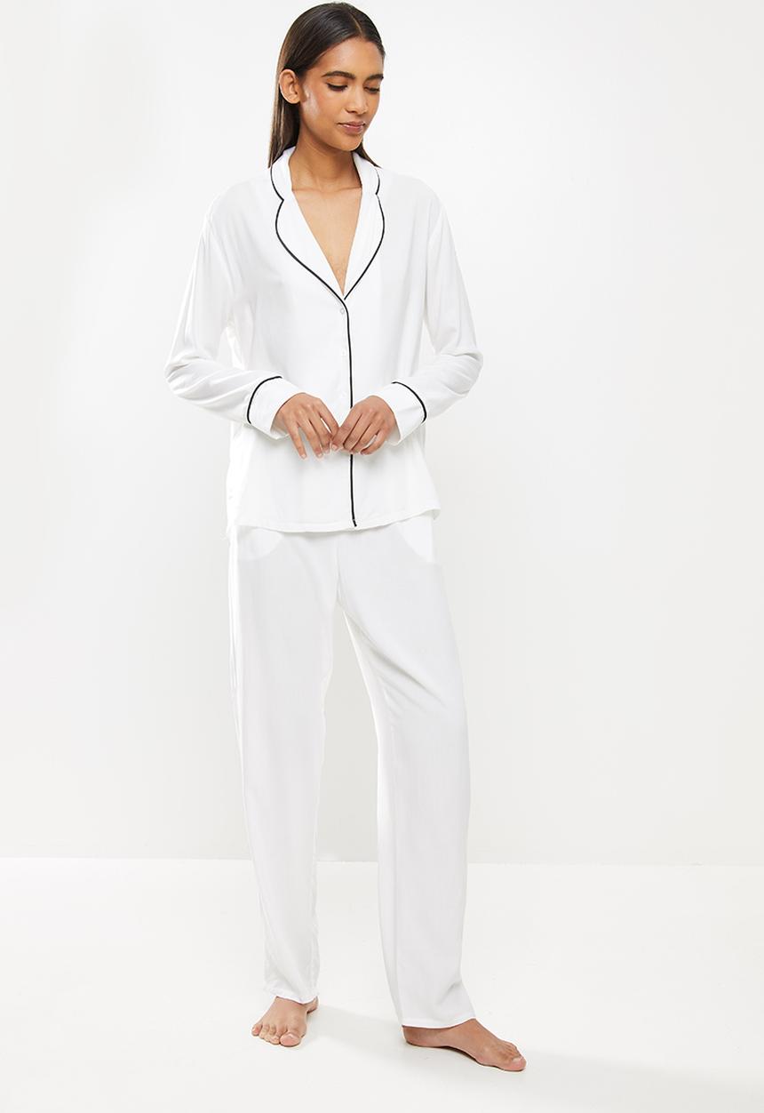 Superbalist - Sleep shirt & pants set - white