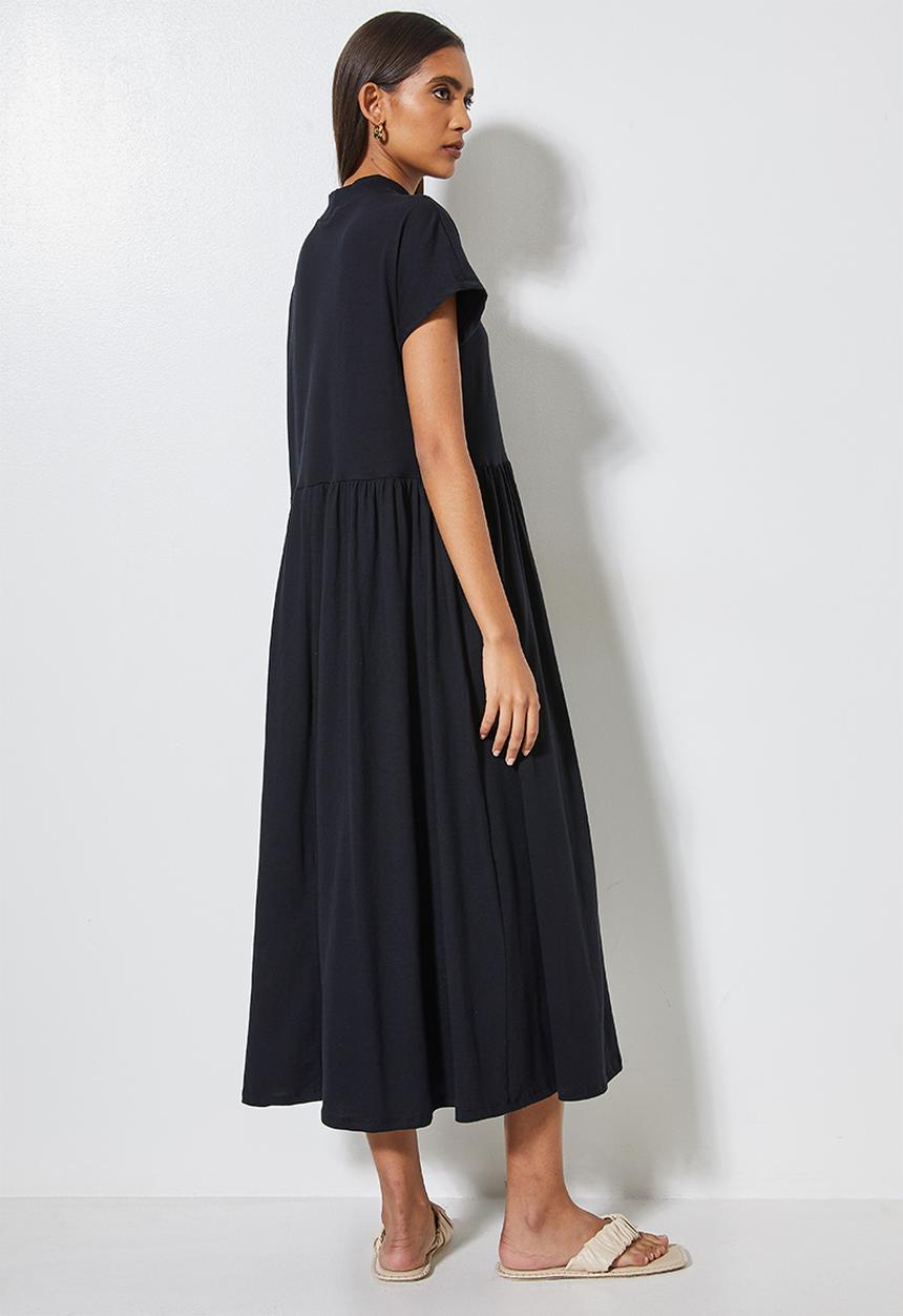 Superbalist - Funnel neck babydoll T shirt dress - black