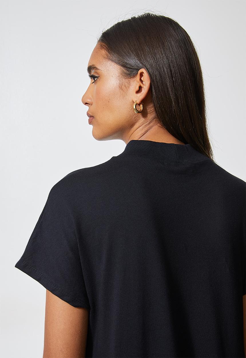 Superbalist - Funnel neck babydoll T shirt dress - black