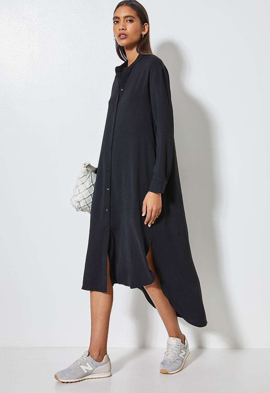 Superbalist - Mandarin collar shirt dress - black