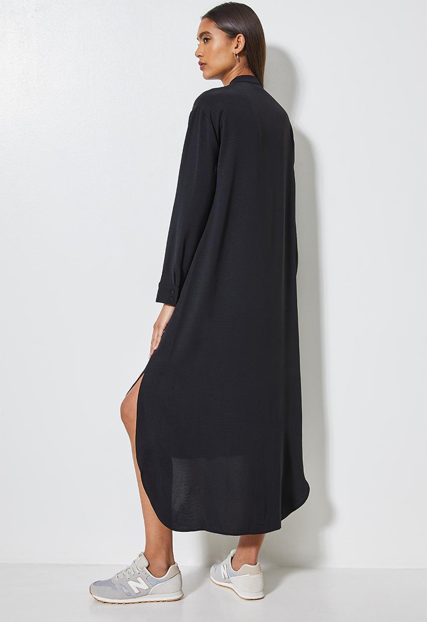 Superbalist - Mandarin collar shirt dress - black