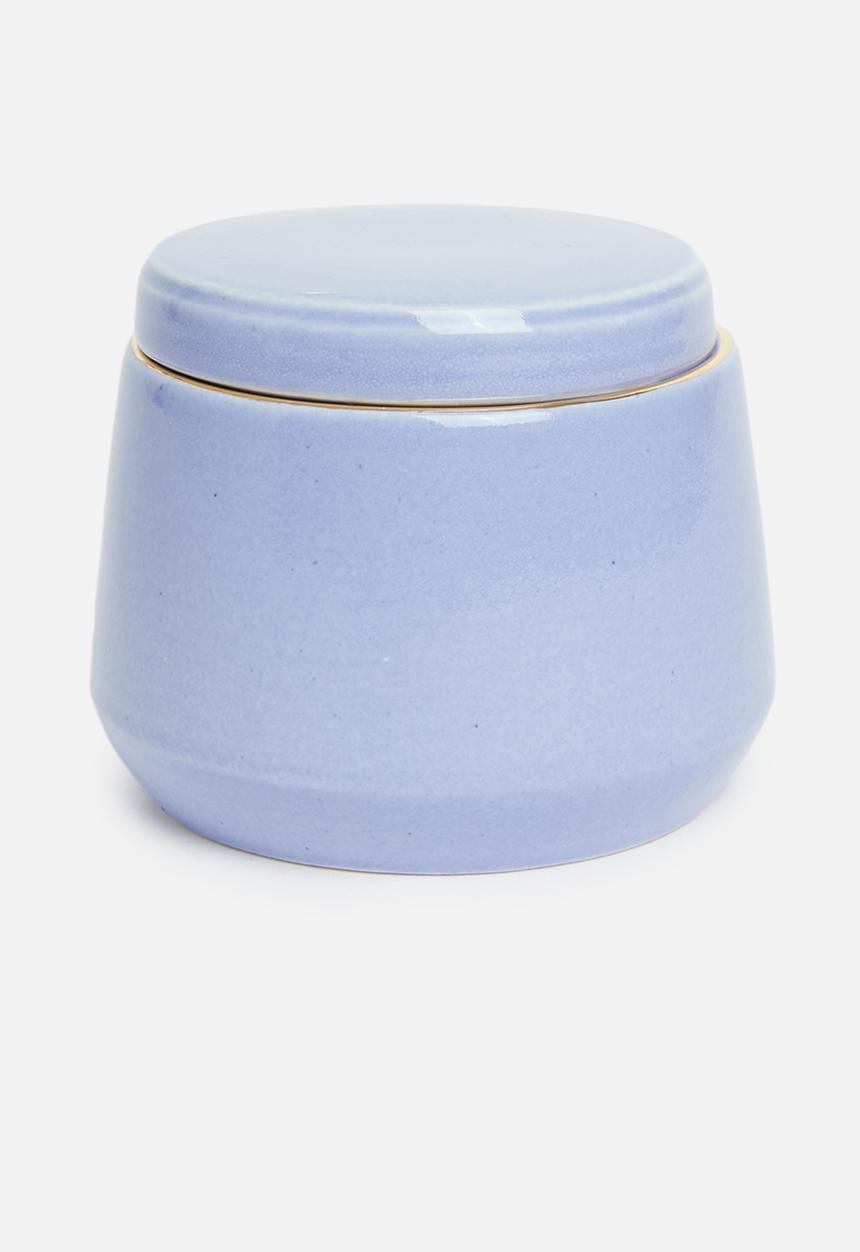 Urchin Art - Des Moines sugar pot and creamer set - sapphire & gold
