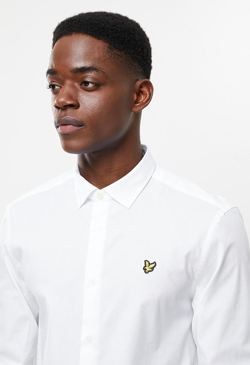 Lyle & Scott - Long sleeve slim fit poplin shirt - white