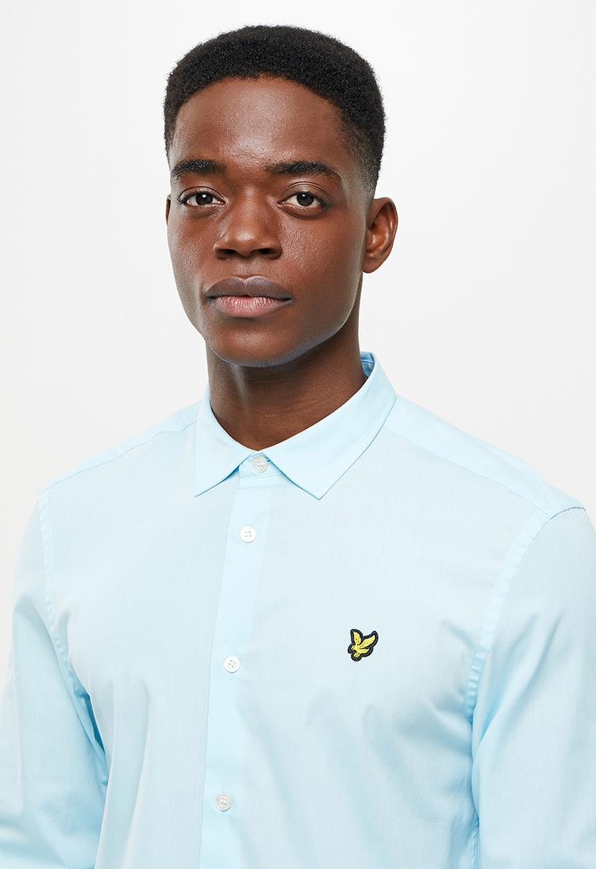 Lyle & Scott - Long sleeve slim fit poplin shirt - blue